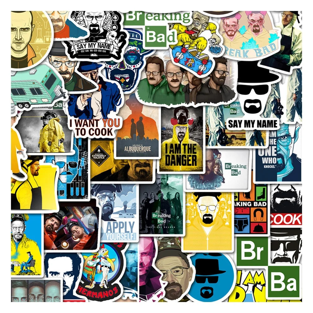 50Pcs Breaking Bad Film Movies Personality Graffiti Vinyl Sticker Die Cast Label Skateboard Luggage Laptop Stickers