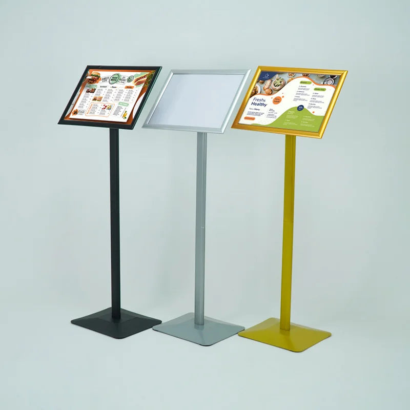 T-Shaped Tall Iron Menu Stand Advertising Board Sign Holder with Stylish Design