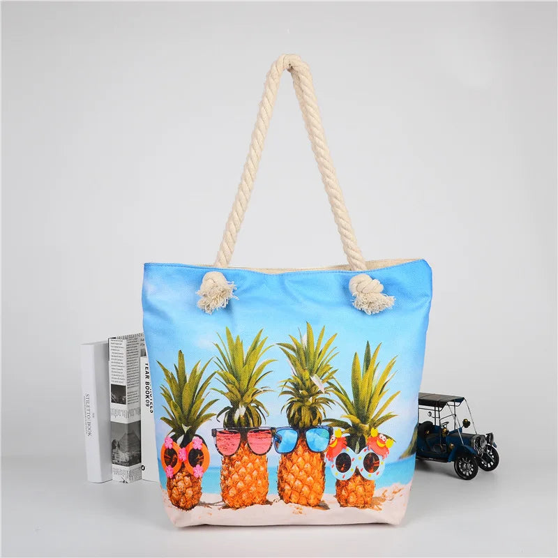 Ladies Custom Eco-Friendly Reusable Tote Cotton Bag Shoulder Summer Beach Holiday Shopping Handbag