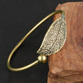 Fatingna Adjustable Brass Cuff Leaf Bangle Gold Color 60mm Women's Fashion Bracelet 1481679 Model