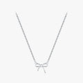 925 Sterling Silver Trendy Neck Chain Exquisite Simple Bowknot Pendant Necklace for Women