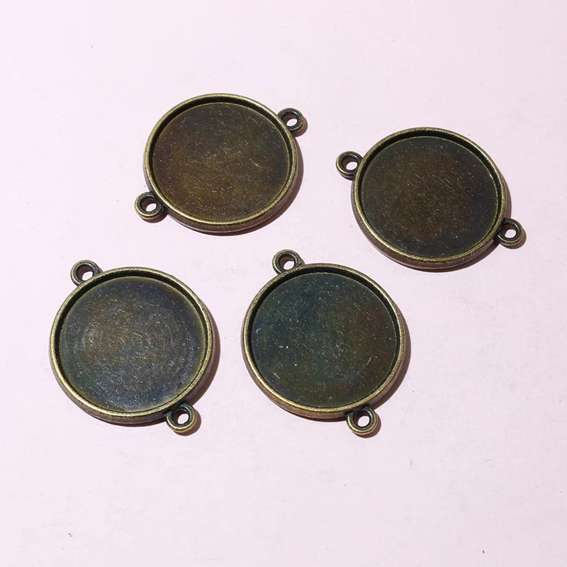 20mm Inner Size Antique Bronze Double Side Style Cabochon Base Setting Charms Pendant Blank Bezel Trays