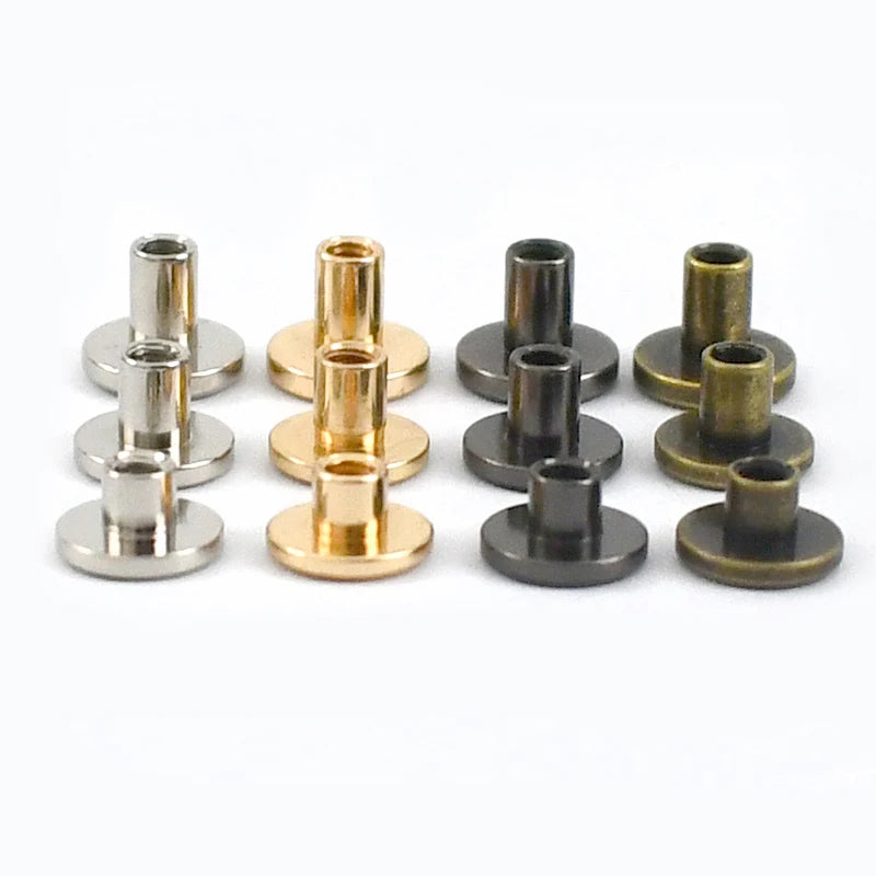 Meetee BF007 5mm Hardware Accessory Spikes Buckles DIY Bag Book Notebook Metal Binding Belt Flat Head Screws Nail Rivet Buckle