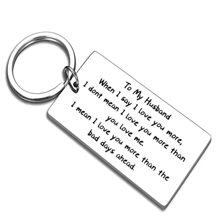 Wholesale Custom Silver Color Stainless Steel Jewelry Wholesale Rectangle Keychains Couple Key Ring Gift for Husband Boyfriend