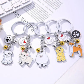 Pet Dog Pendants Car Keychain Tag Key Jewelry Metal Key Chains Pug Dachshund Bag Charms Dog Puppy Key Rings Gift for Best Friend