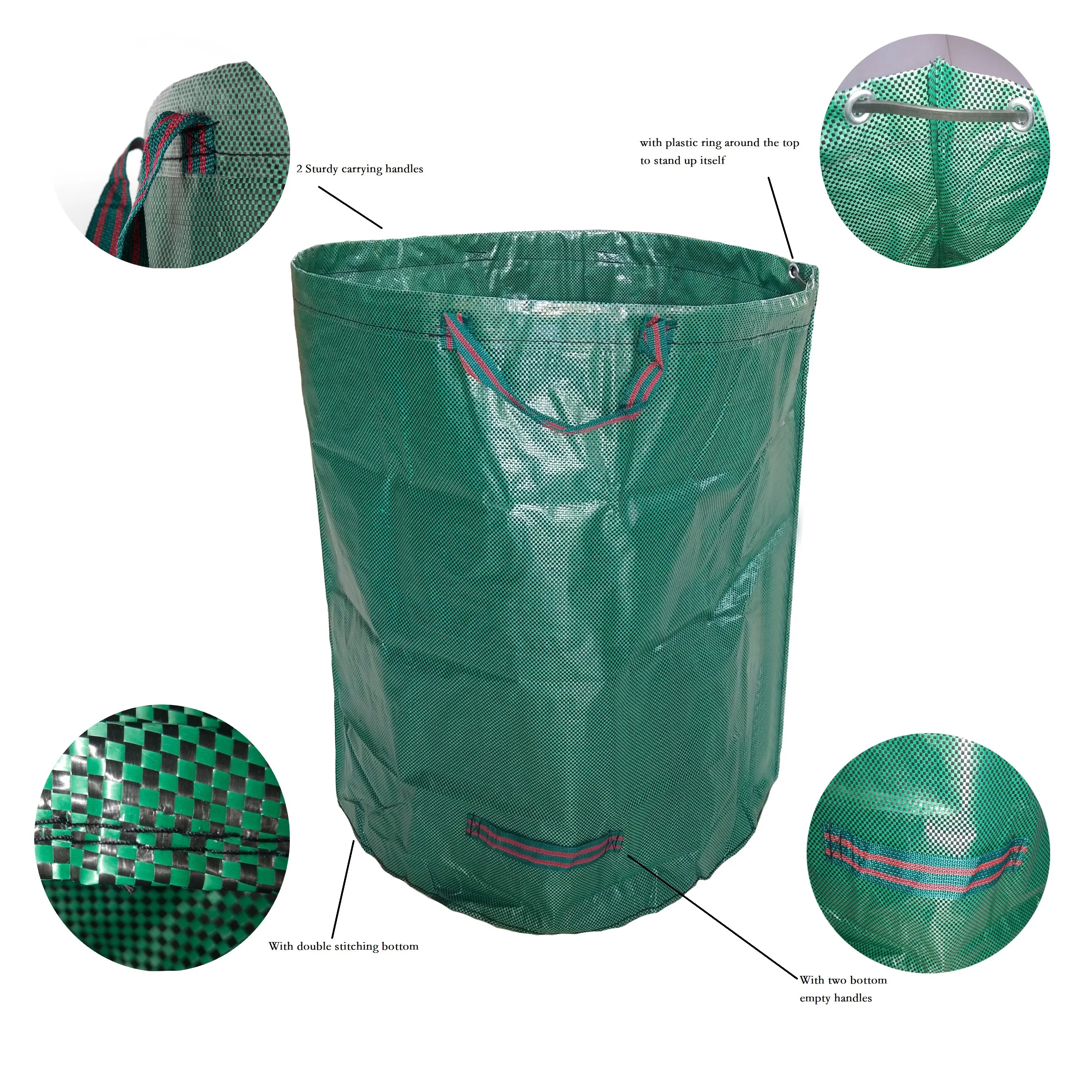 272L Heavy-Duty Eco-Friendly PP Woven Foldable and Waterproof Garden Waste Bag
