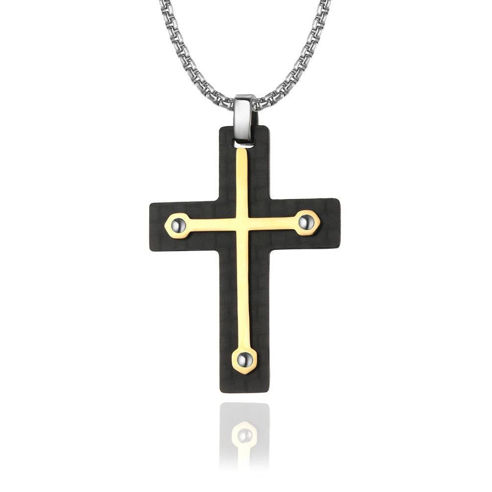 Alin Male Mature Charm Wind Rose Gold Cross Necklace