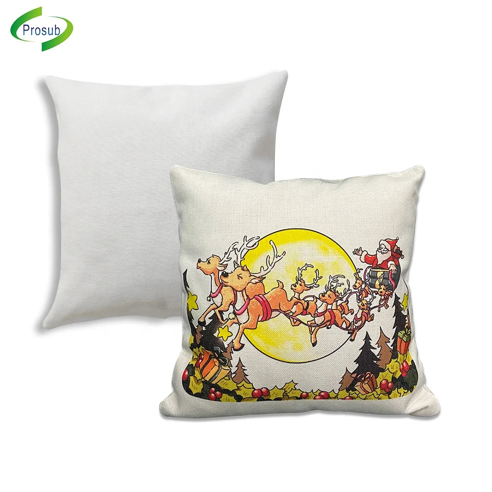 Prosub 16*16in White Polyester Linen Cushion Cover Pillow Case Sublimation Pillows With Zipper Sublimation Blanks Pillow