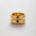 Fashion Waterproof Jewelry Minimalist Smooth Double Layer Finger Ring 18k Gold Plated Stainless Steel Smooth Chunky Ring YF2646