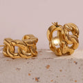 Chunky Chain Earrings Statement Hoop Earrings PVD Gold Plated 316L Stainless Steel Jewelry