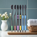 Soft Charcoal Bristles Plastic Toothbrush Tapered PBT Filaments in Blister Card 10pcs for Sale Package MegaBDM