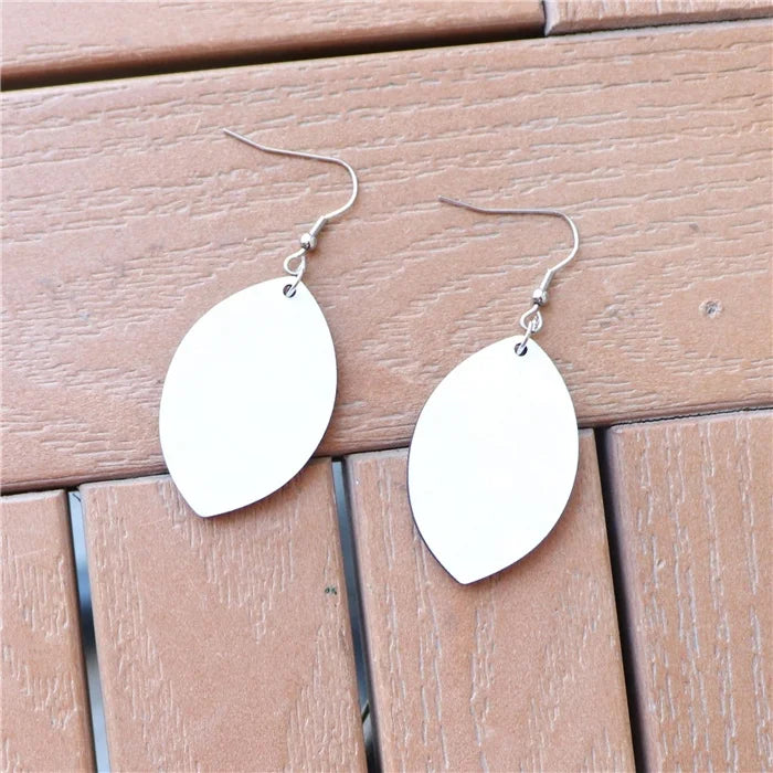Wholesale MDFSUB Women's Cute Sublimation Printing MDF Wood Unfinished Blank Drop Earrings Heat Transfer Wire Hook Pendant