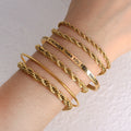 Fashion Stainless Steel Gold Rope Chain Bracelet Anklet Twist Chain Gold Bracelet Set 18k Gold Plated Women Jewelries Anklets