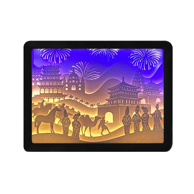 Creative Paper Crafts Holiday Gifts LED Bedside Night Light Furniture Decoration Frame Picture