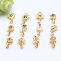 New Gold Plated Brass Green Zircons Teardrop Pins Pendant With Connector Clasp Pinch Bail for Jewelry Making Supplies