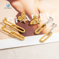 SUMMLY Vintage Wholesale Trend Creative Simple Geometric 18K Gold Plated Zirconia Stainless Steel Earrings Fashion Jewelry