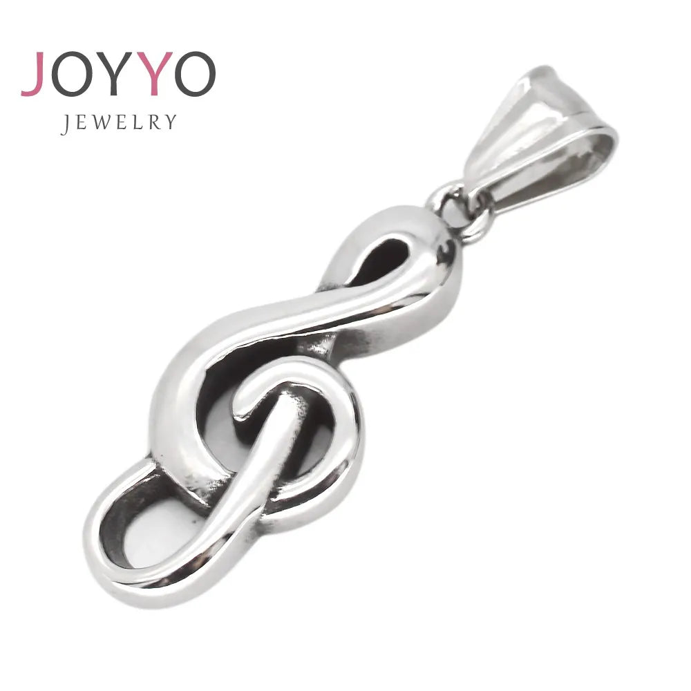 Treble Clef Necklace Silver Music Charm Stainless Steel Musical Notes Pendant Music Symbol Gifts for Her Him MegaBDM