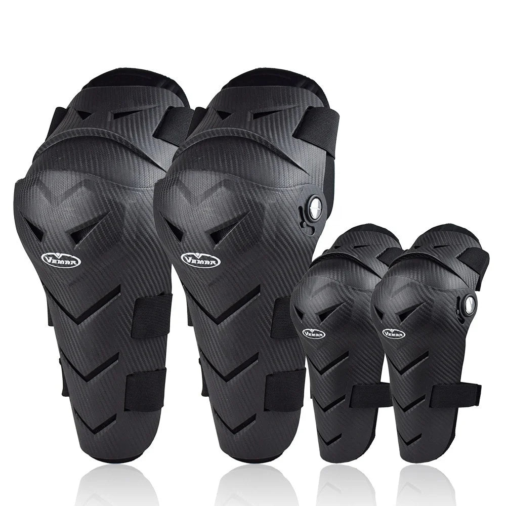 VEMAR 4PCS Motorcycle Riding Elbow Pad Motocross Cycling Elbow and Knee Pads Protector Guard Armors Set Black Moto MTB Rodillera