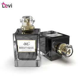 Devi Wholesale Private Label 100ml Vintage Luxury Square Refillable Empty Container Perfume Glass Bottle Screen Printing Carton