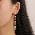 Fashionable Simple Metal Tassel Shell Earrings Natural Shell Beaded Earrings Jewelry