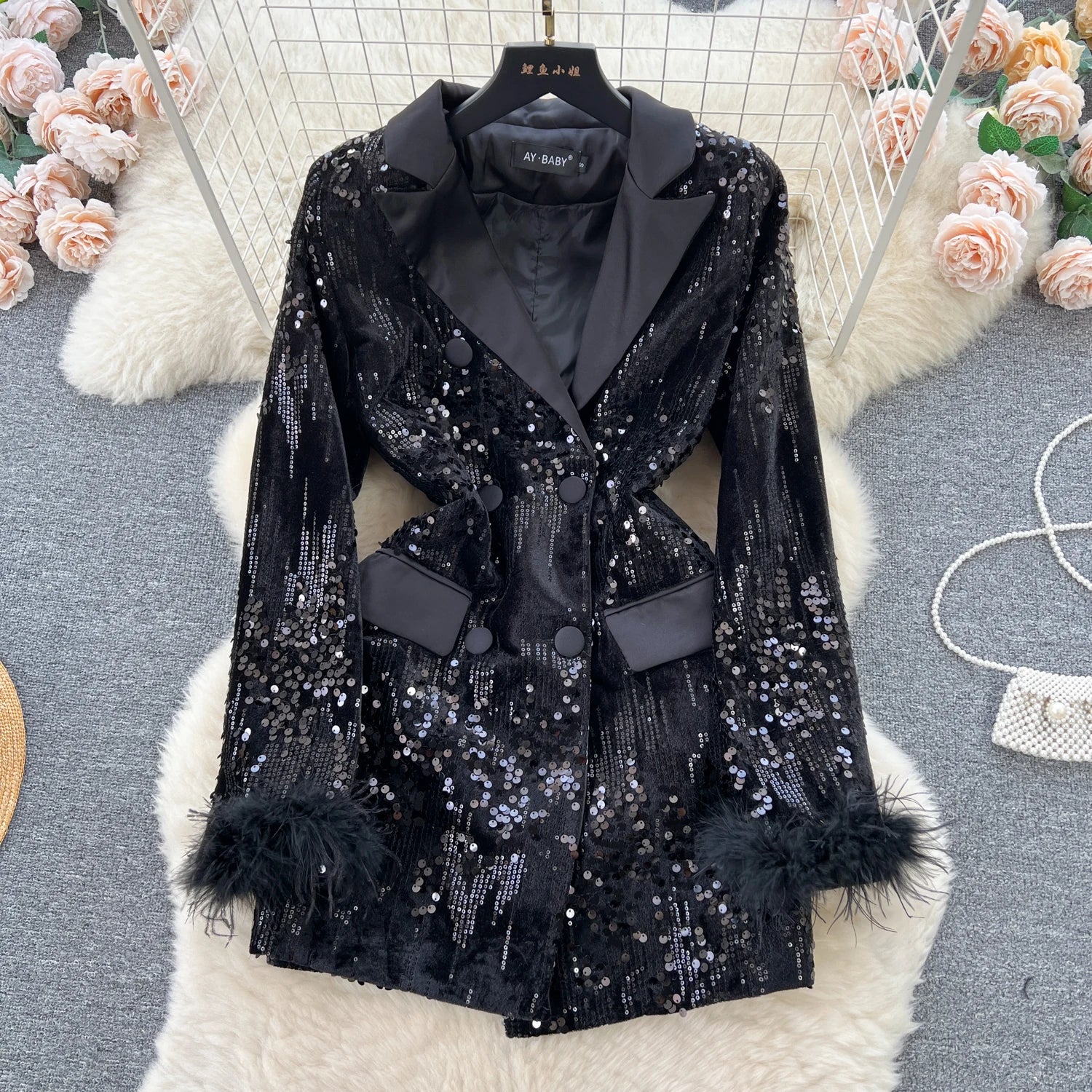 Boutique Wholesale 2024 Autumn New Fashion Pocket Double Breasted Button Slim and High End Women's Coat