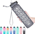 Custom Botellas De Agua Reusable Plastic 32oz Motivational Fitness Gym Sports Water Bottle With Time Marker Leakproof Flip Top