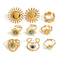 Factory Wholesale Ins Wind 18k Gold Stainless Steel Sunflower Multiple Styles Do Not Fade Open Ring