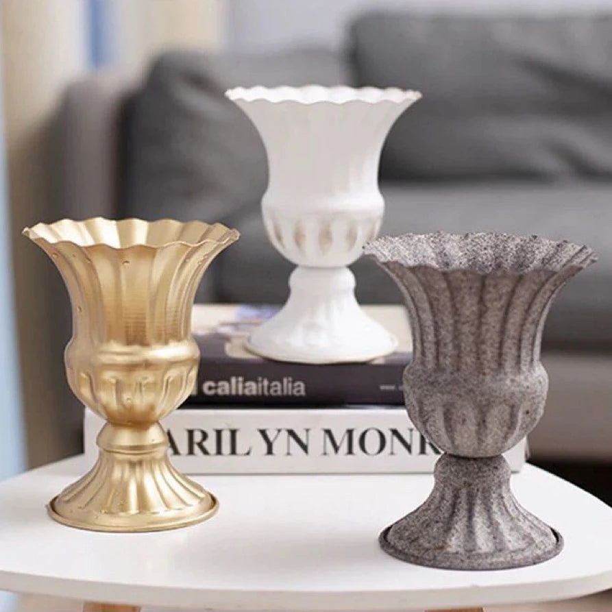 Wholesale European Style Metal Crafts  Retro Roman Gold Flower Pot for Wedding Decoration