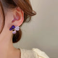 Wholesale Gold-Plated Crystal Purple round Stud Earrings with Diamond Opal and Zircon for Weddings Parties and Engagements