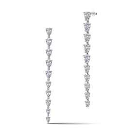 Dylam Fine Jewelry S925 Silver Pear Earring With Cubic Zircon Long Link Chain 18K Gold Plated Stud Drop Earrings for Women