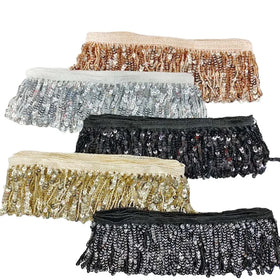 8cm Water Soluble Embroidery Lace Fabric Stage Latin Dancewear Skirt Dress Decorative Sequined Tassel Fringe Bag Textile Trims