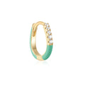 YINSAKI 925 Sterling Silver Enamel Zircon Hoops Earrings 14K 18K Gold Plated Geometric Trendy Style with CZ for Gifts