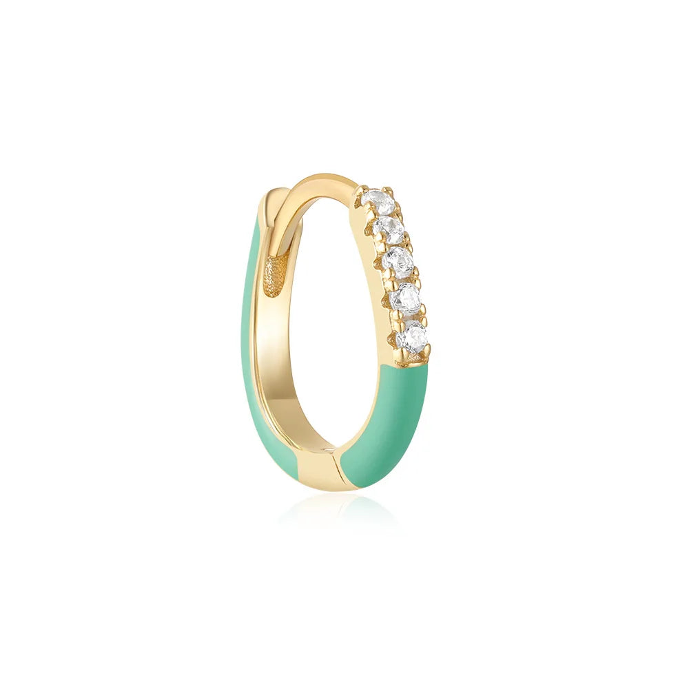 YINSAKI 925 Sterling Silver Enamel Zircon Hoops Earrings 14K 18K Gold Plated Geometric Trendy Style with CZ for Gifts
