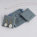 Aimgal Customisable Velvet Suede Necklace Earrings Set with Snap Closure Envelope Jewellery Bag Square Pattern Any Size Possible