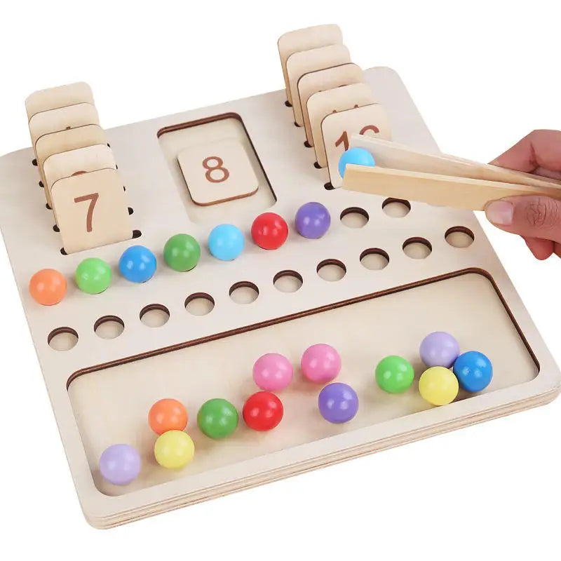 Wooden Math Matcging Toy Digital Colorful Beads Sorting Board Montessori Educational Wood Mathmastic Toys for Children