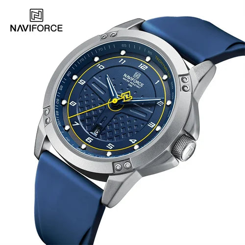 NAVIFORCE 8031 SBEBE Blue Silicone Rubber Brand Sport Waterproof Quartz Watches Men Wrist Casual Date Custom Logo Male Watch OEM