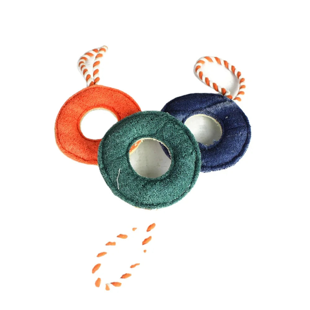 Round Ring Natural Loofah Eco-Friendly Cotton Rope Dog Toy for Training and Interactive Play with Pets