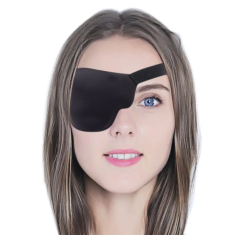 Adult Kid's Black Adjustable Soft and Comfortable Pirate Eye Patch Single Eye Mask for Amblyopia Lazy Eye