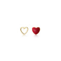 925 Sterling Silver Mini Red Heart Shaped Gold Plated Studs Earings Asymmetrical Cute Earrings Fashion Jewelry for Women Girls