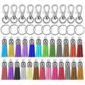 DIY Crafts Key Chain Hook Clip Key Rings Sets Accessories with Suede Leather Tassels