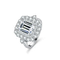 Factory Wholesale S925 Silver Jewelry 3Carat Emerald Cut Moissanite Ring for Women Engagement Wedding