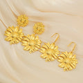 Elegant 18K Gold Plated Sun Flower Stud Earrings Waterproof Jewelry Stainless Steel Sunflower Drop Earrings for Lady