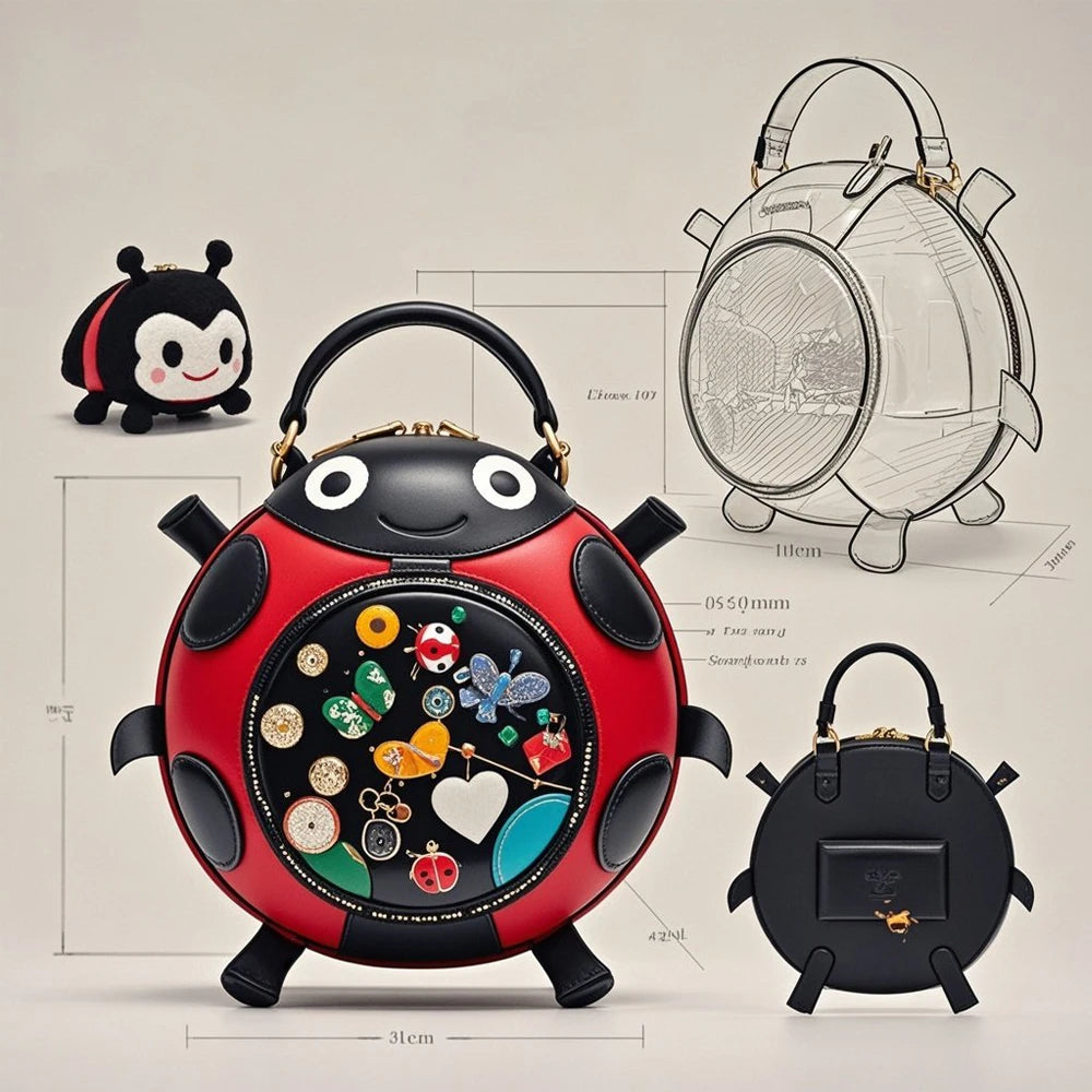 Custom Seven Star Ladybug Ita Bag Zipper Chain Niche Design Plus Logo Pu Ita Bag Manufacturer