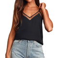 Hot Selling Summer Lightweight Breathable V Neck Sleeveless Contrast Mesh Blank Custom Logo Quick Dry Gym Tank Tops for Women