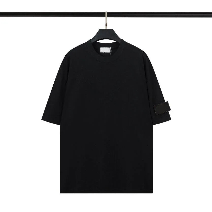 Designer Pure Cotton Loose Men's Badge T-Shirt Round Neck Casual Style High Street Tops for Men and Women