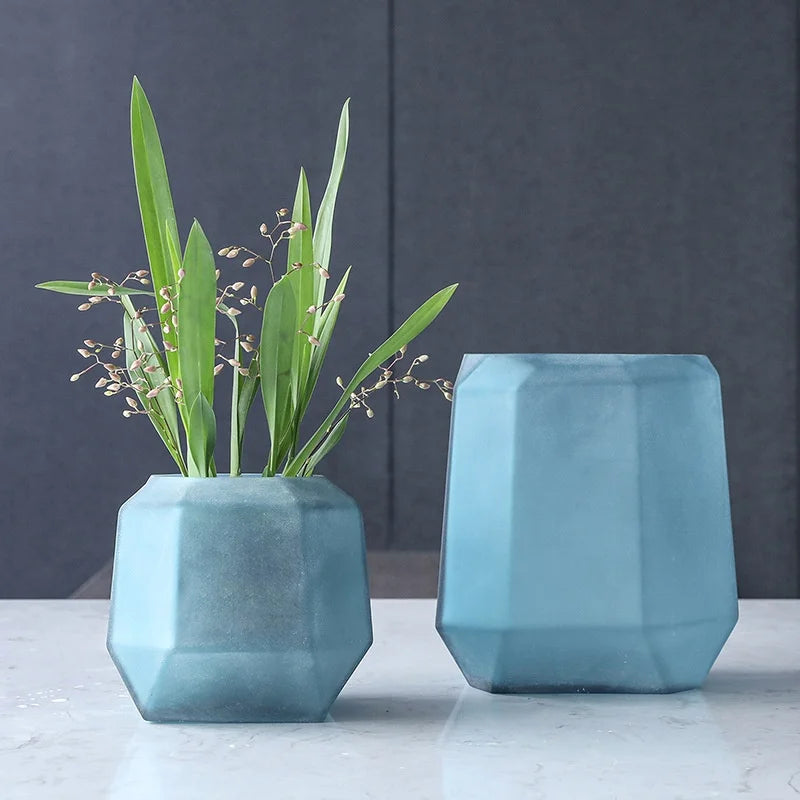 Factory Direct Sales Modern Simple Matte Texture Glass Vase Wholesale Flower Arrangement Home Living Room Glass Vase