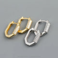 Luxury 18K Gold Plated 925 Sterling Silver Minimalist Pave Zircon Round Hoop Personality Hip Hop Earrings