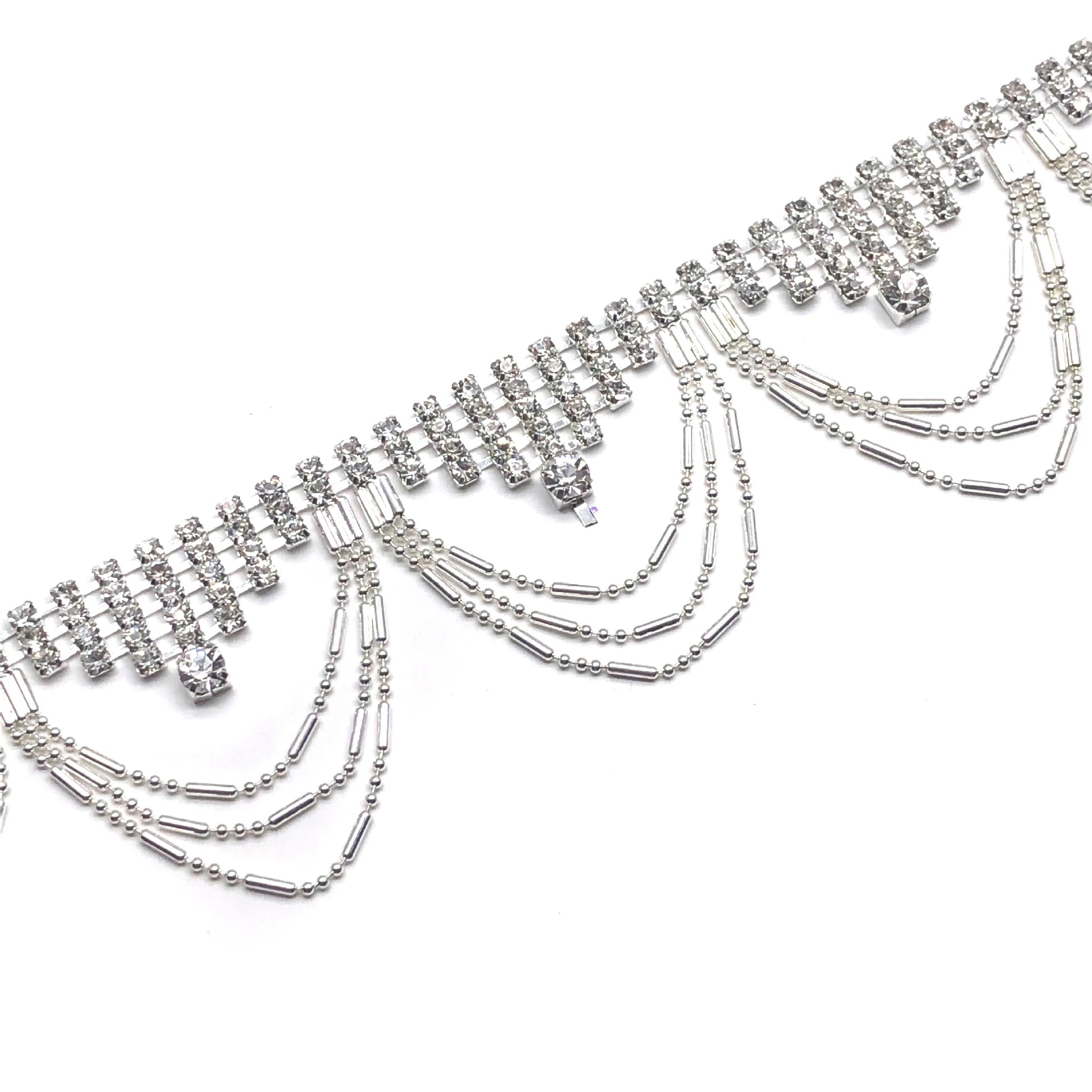 Cheap Rhinestone Tassel Chain Rhinestones Fringe Trim for Wedding Party Necklace DIY Clothing Accessories