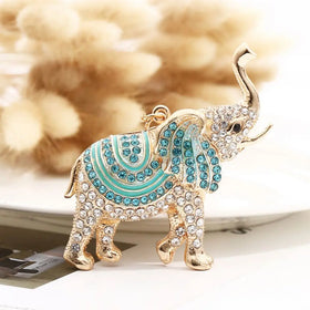 Cute Glitter Crystal Big Ears Rose Gold Elephant Rhinestone Keychain Sparkling Elephant Key Ring Crystal Purse Pendant Bag Charm
