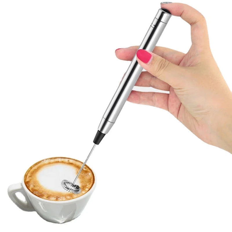 Wholesale Battery Operated Automatic Hand Milk Frother Electric Coffee Frother With Stainless Steel Whisk